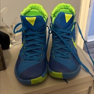 Nike Blue and Neon Green High-Top Sneakers